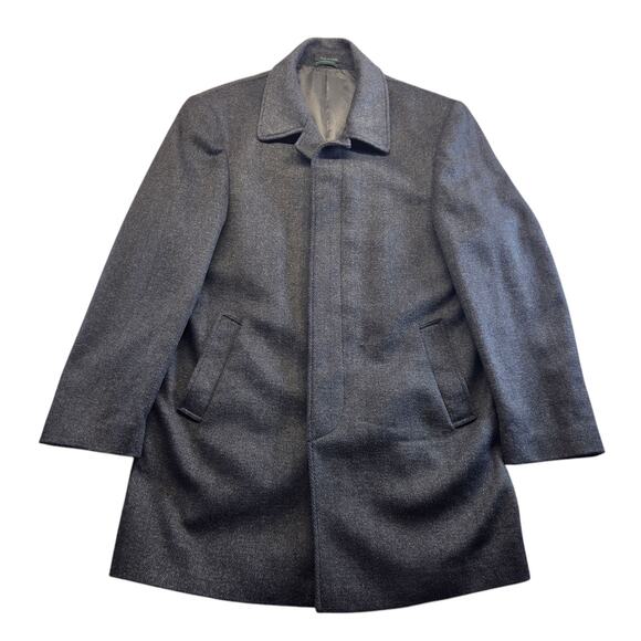 LAUREN by Ralph Lauren Vtg Grey Men’s Long Trench Wool Blend Overcoat Size‎ 42L - Picture 1 of 16